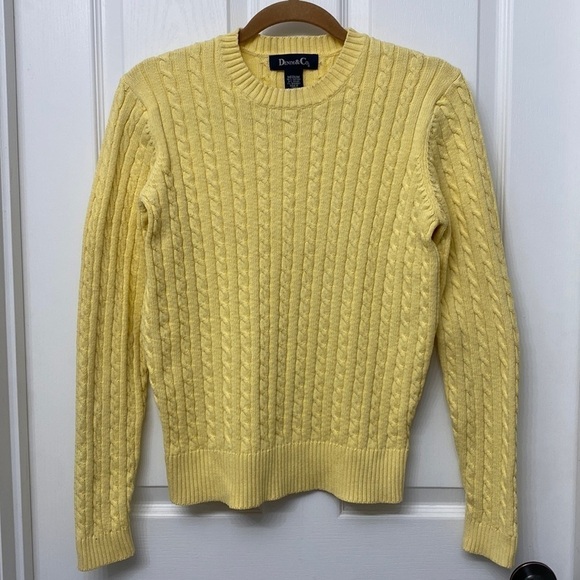 Denim & Co. Cable Knit Sweater Yellow Medium - Picture 1 of 8